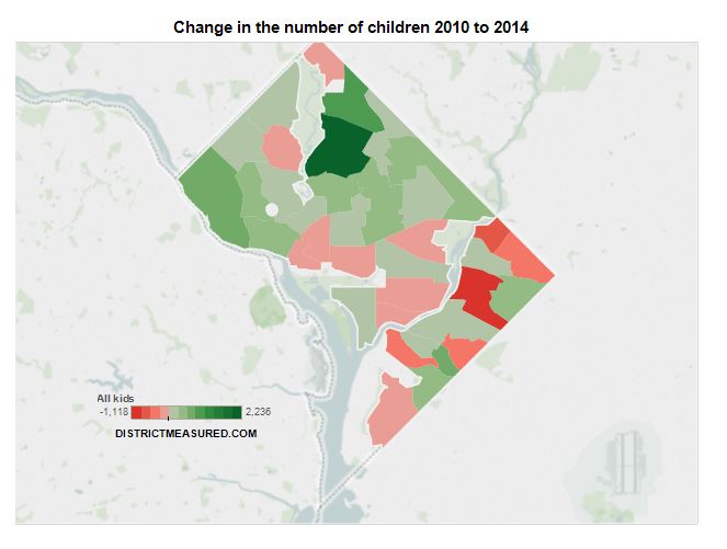 Change in the number of children 2010-2014