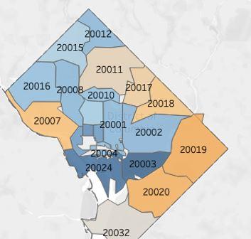 Image of map of DC including zip codes