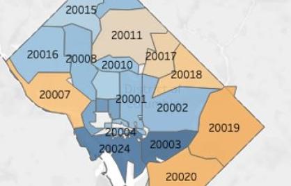 Image of map of DC including zip codes